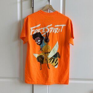 Khalid Shirt M Free Spirit Tour Neon Orange Short Sleeve Large Graphic Print Tee